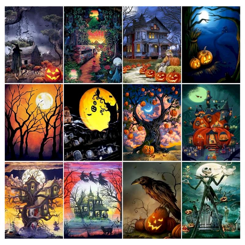 Painting By Numbers Halloween Moonlight Paint