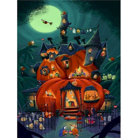 Painting By Numbers Halloween Pumpkin Haunted House Paint