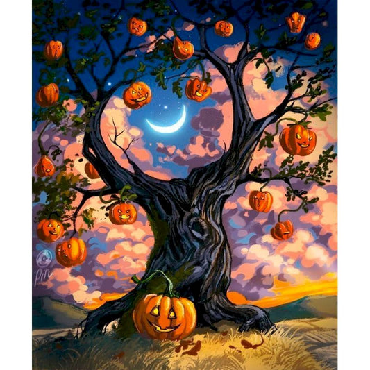 Painting By Numbers Halloween Pumpkin Tree Paint
