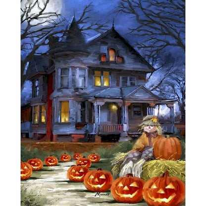 Painting By Numbers Halloween Scarecrow Haunted House Paint