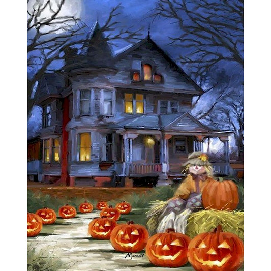 Painting By Numbers Halloween Scarecrow Haunted House Paint