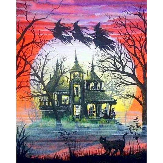 Painting By Numbers Halloween Three Flying Witches Paint