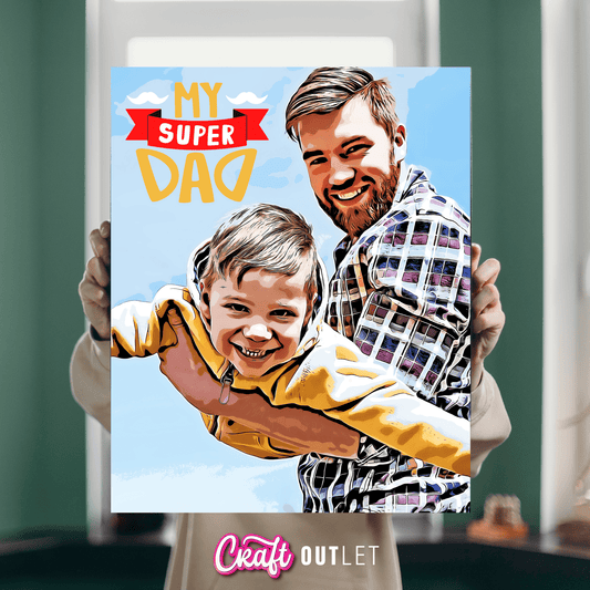 Personalised Cartoon Super Dad Paint By Numbers Kit