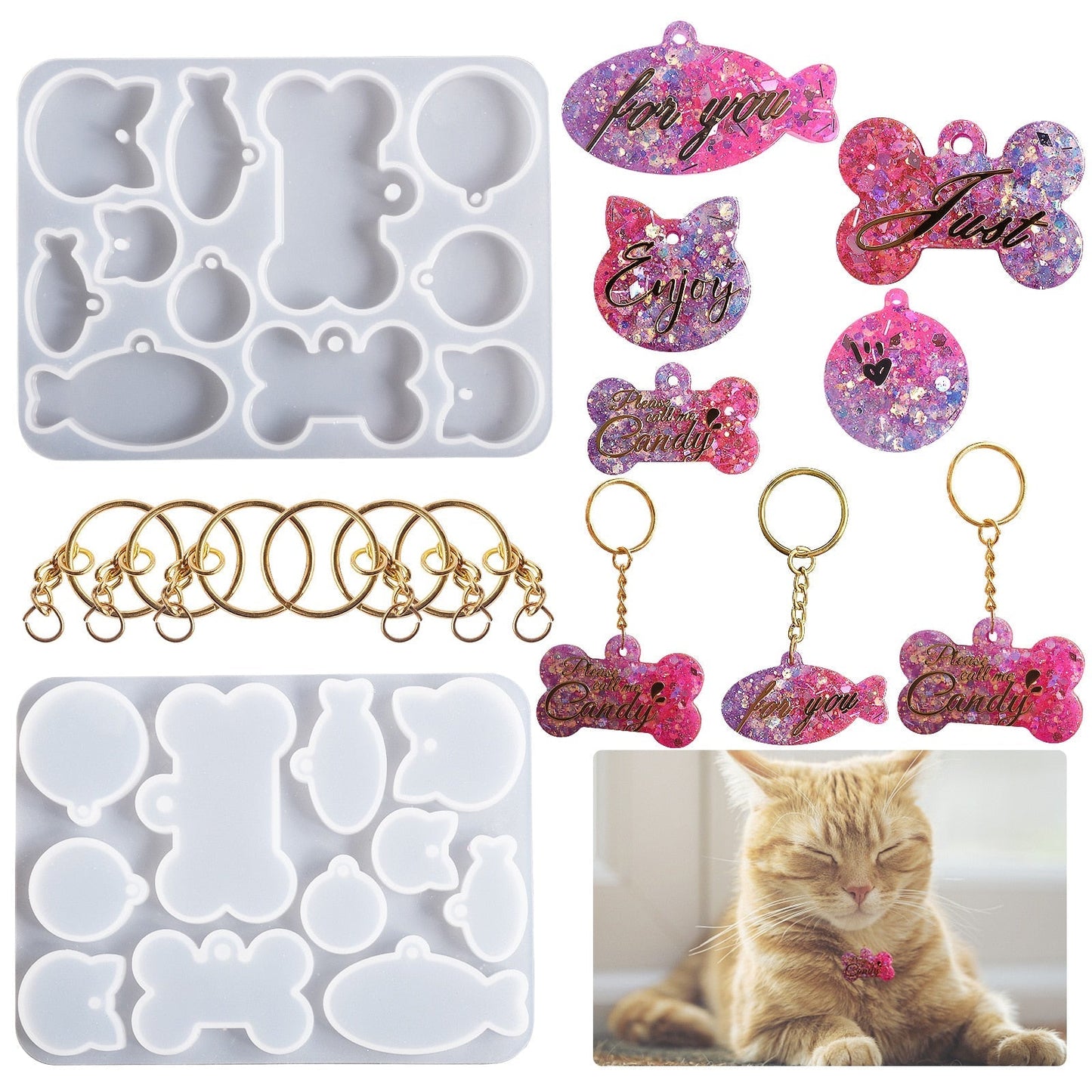 Pet Name Tag Key Ring Silicone Mould Resin Mould