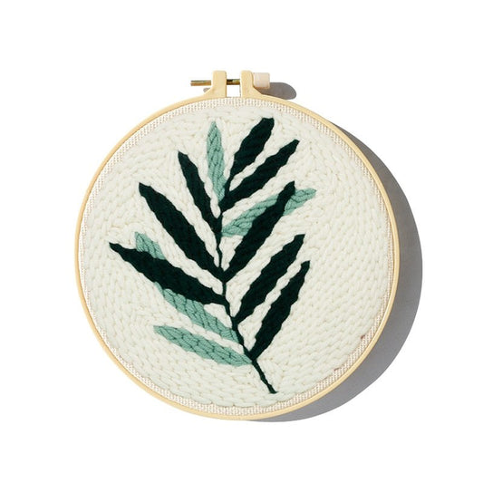Punch Needle Embroidery Kit - Green Leaf Embroidery