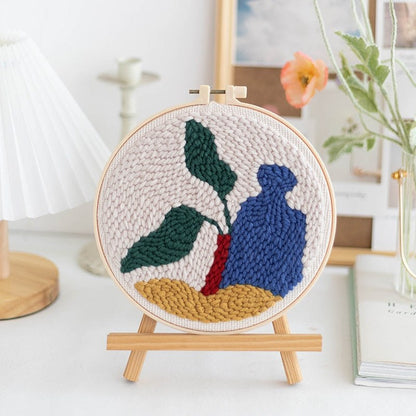 Punch Needle Embroidery Kits for Beginners - Blue Vase Embroidery