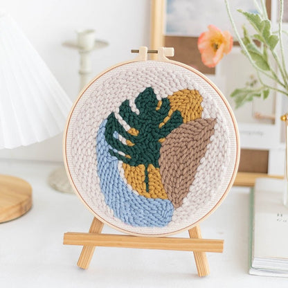 Punch Needle Embroidery Kits for Beginners - Boho Leaves Embroidery