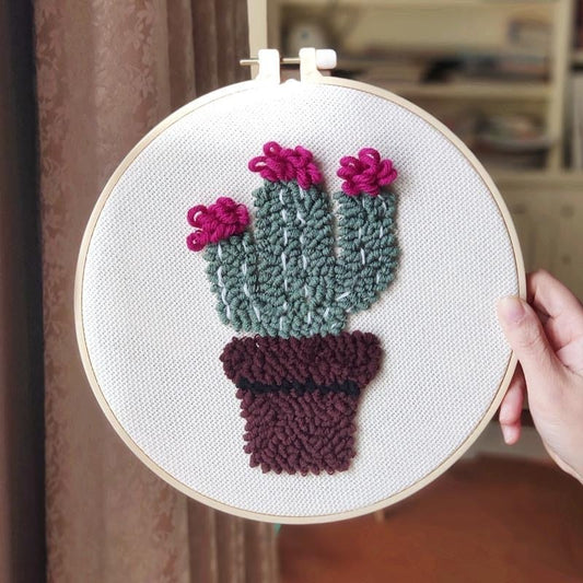 Punch Needle Starter Kits - Cactus Pot Plant Embroidery