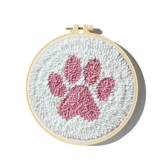 Punch Needle Starter Kits - Pink Paw Print Embroidery