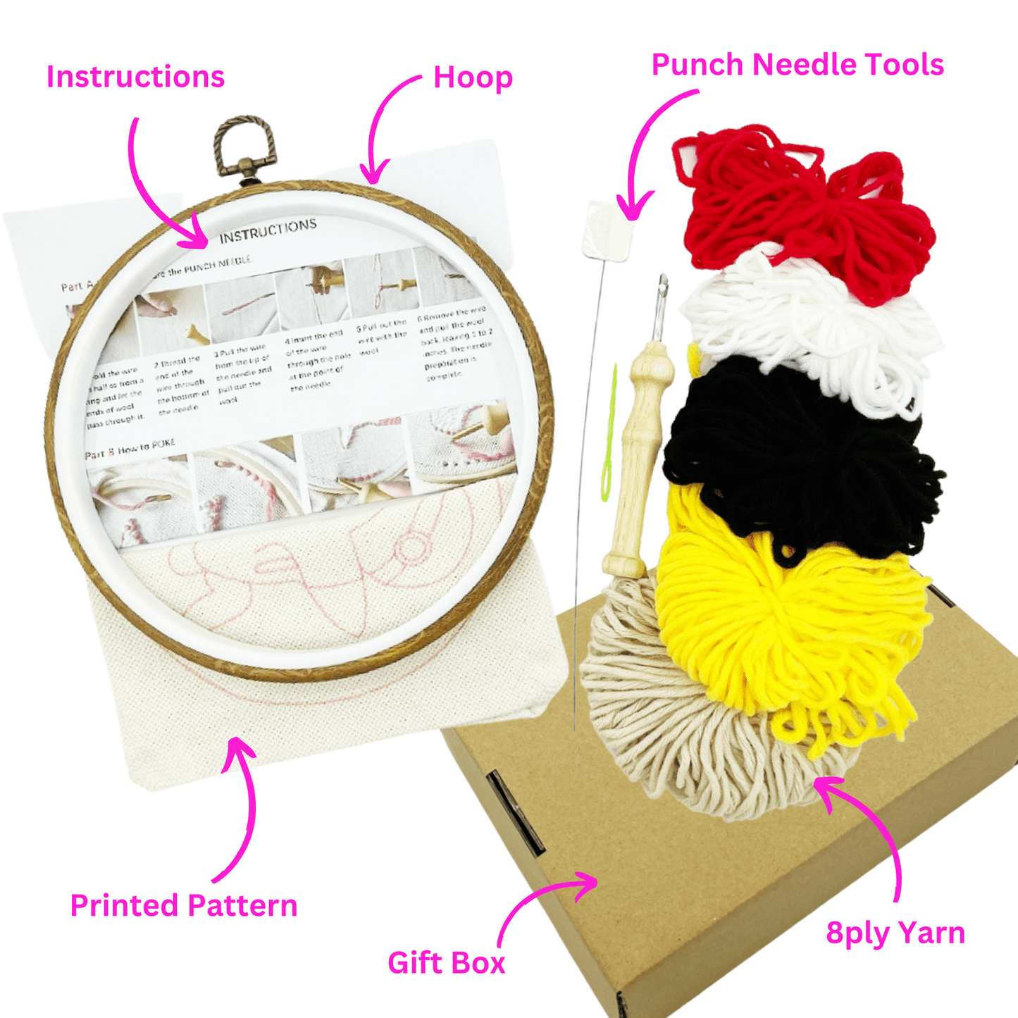 Punch Needle Starter Kits - Red Rose Embroidery