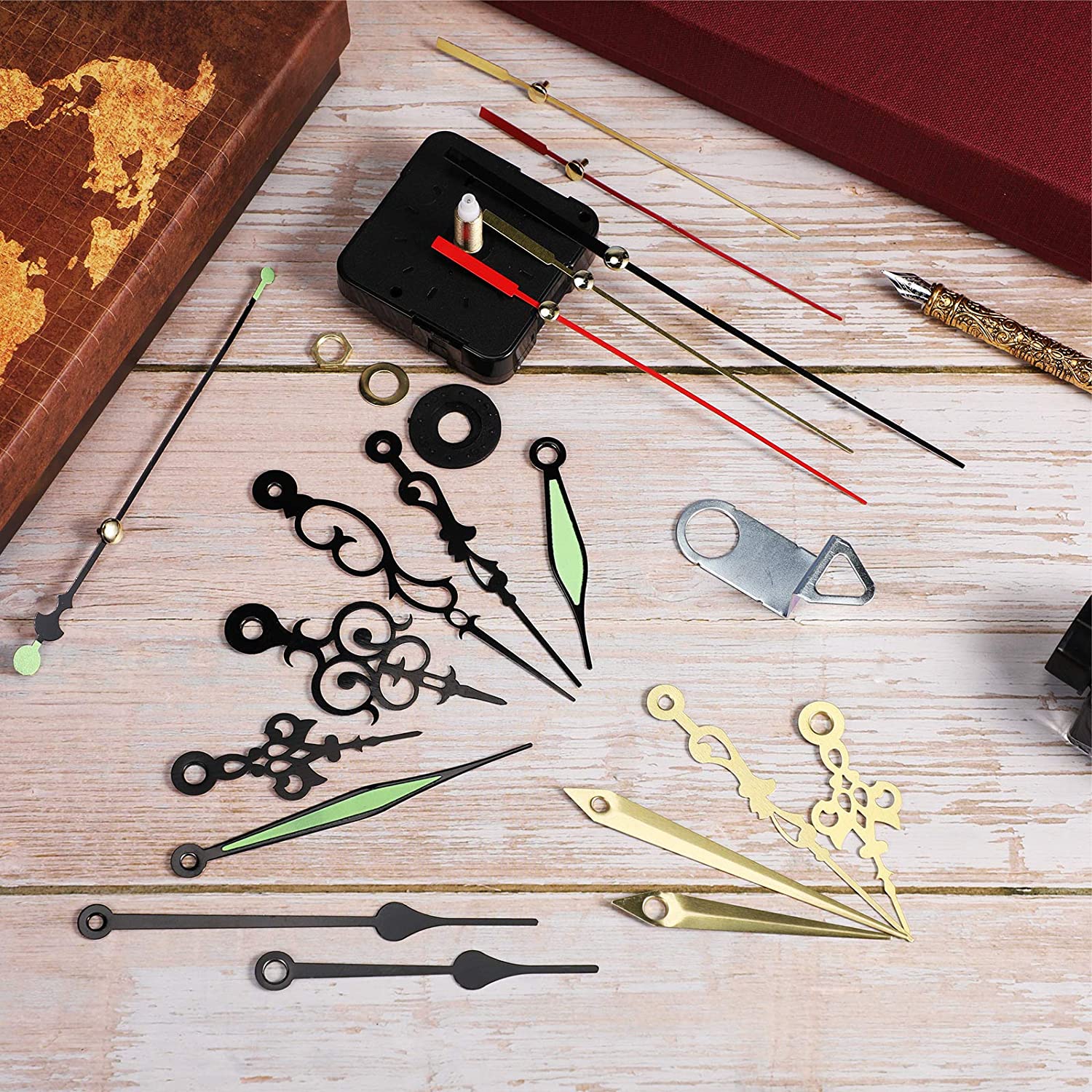 Kit Including Quartz Clock Movement and Mechanical Parts, Hands, Dial Numerals Resin Mould