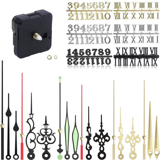 Kit Including Quartz Clock Movement and Mechanical Parts, Hands, Dial Numerals Resin Mould