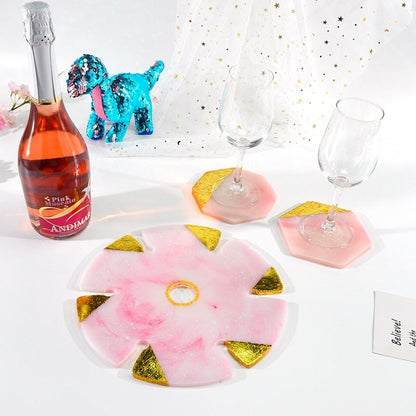 Resin Silicone Mould Round Wine Glass and Coaster Set