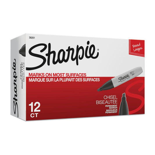 SHARPIE Chisel Tip Permanent Marker Black Box of 12 & Garden > Home Office Accessories