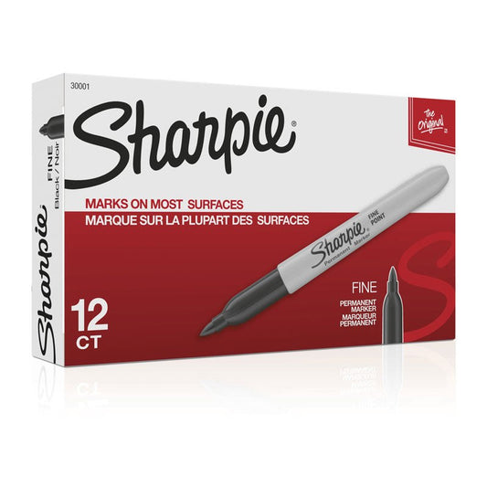 SHARPIE Permanent Marker Fine Point Black Box of 12 & Garden > Home Office Accessories