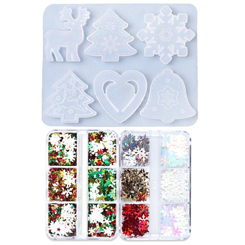 Silicone Mould & Sequence Kit for Epoxy Resin Christmas Tree Ornament Resin Mould