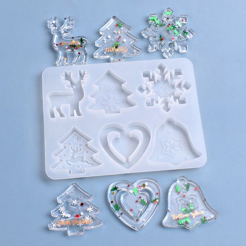 Silicone Mould & Sequence Kit for Epoxy Resin Christmas Tree Ornament Resin Mould