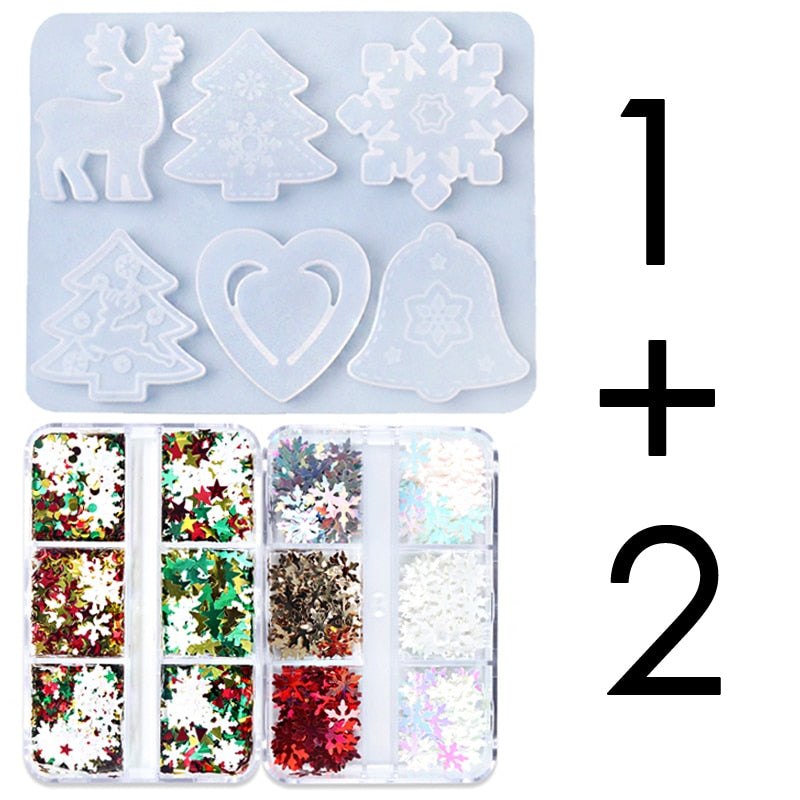 Silicone Mould & Sequence Kit for Epoxy Resin Christmas Tree Ornament Resin Mould