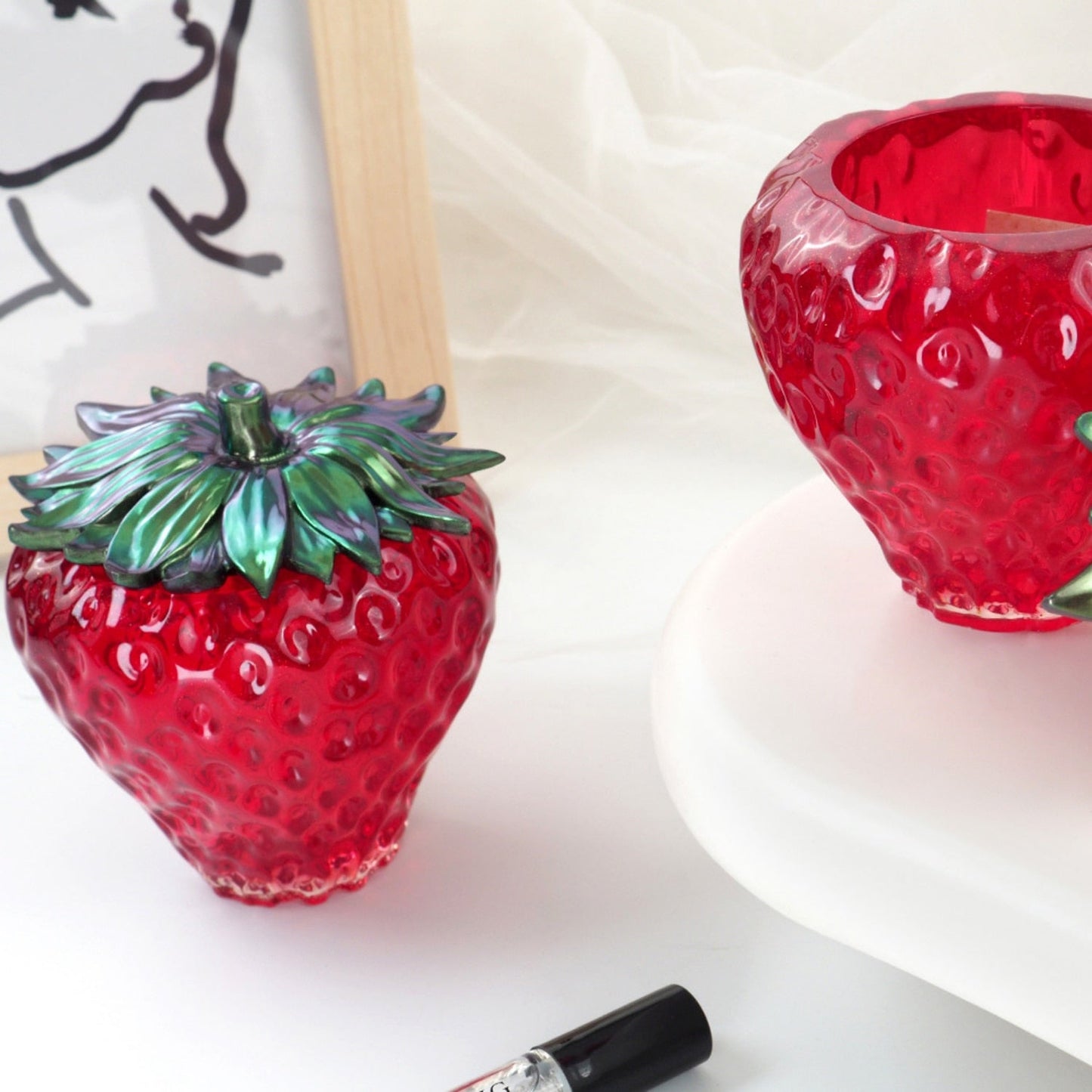 Strawberry Trinket Box Jar with Lid Resin Silicone Mould