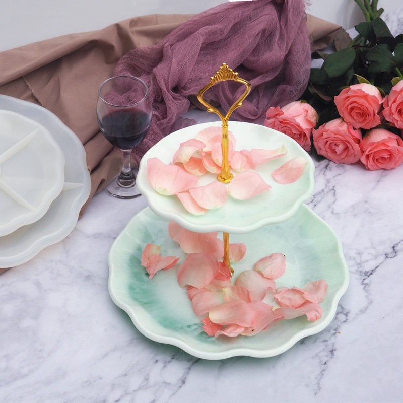 Two Layer High Tea Serving Tray Silicone Mould Set Resin