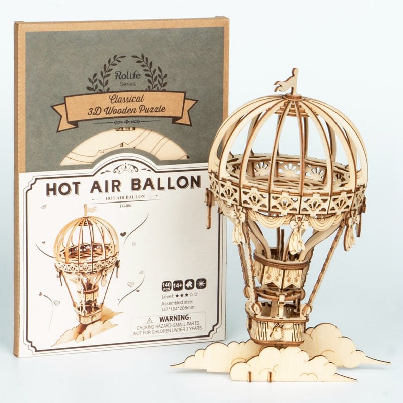 Vintage DIY Wooden Model Kits Hot Air Balloon Art Kit