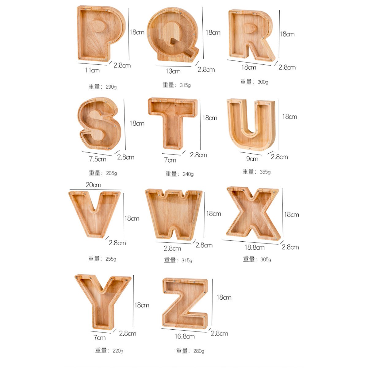Wooden Alphabet Money Box Blanks