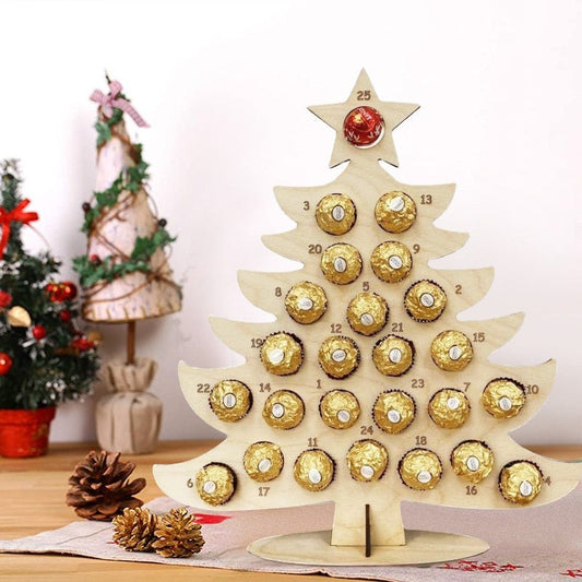 Wooden Christmas Tree Advent Calendar Chocolate Holder Blanks