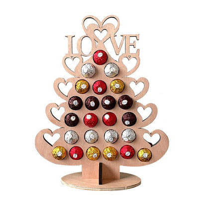 Wooden Love Heart Christmas Tree Advent Calendar Chocolate Holder Blanks