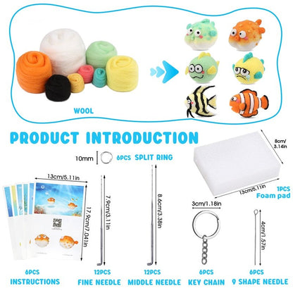 Wool Felting Kit for Beginners - Aquarium Key Rings