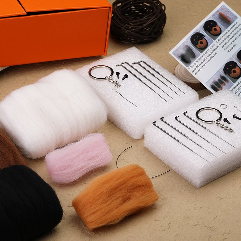 Wool Felting Starter Kit - Furry Friends Cat & Dog Key Ring