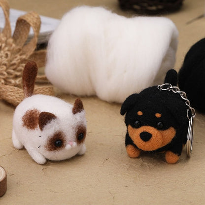 Wool Felting Starter Kit - Furry Friends Cat & Dog Key Ring