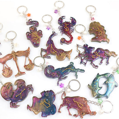 Zodiac Sign Keychain Pendant Epoxy Resin Silicone Mould Kit Resin Mould